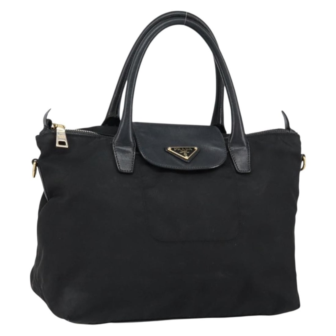 PRADA Black Gold Nylon Hand Bag Auth 154590 Made in Romania: PRADA Black Gold Nylon Hand Bag Auth 154590 Made in Romania This PRADA hand bag combines style and functionality with its sleek black nylon exterior accented by gold details. Crafted in Romania, this