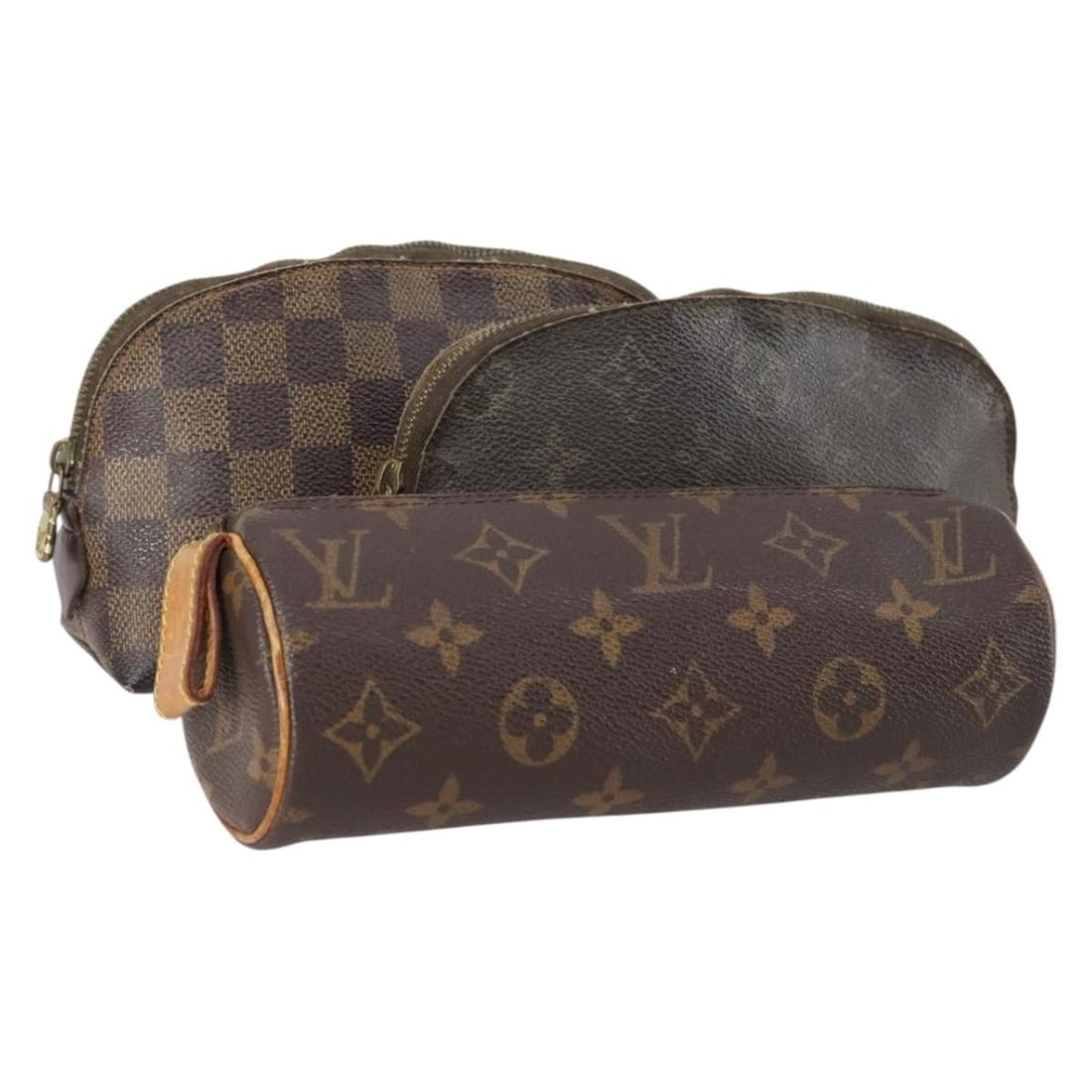 LOUIS VUITTON Monogram Pouch Set of 3 Authentic: LOUIS VUITTON Monogram Pouch Set of 3 Authentic This exquisite LOUIS VUITTON Monogram Pouch set includes three pouches crafted from durable Monogram Canvas, showcasing the iconic LOUIS VUITTON pattern
