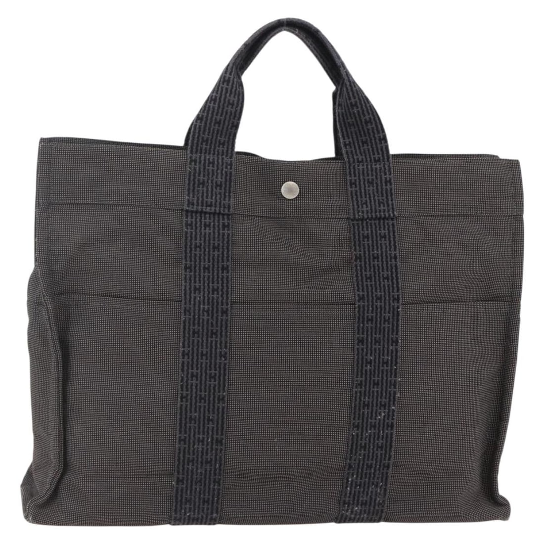 HERMES Her Line MM Gray Canvas Hand Bag Made in France (1 of 18)