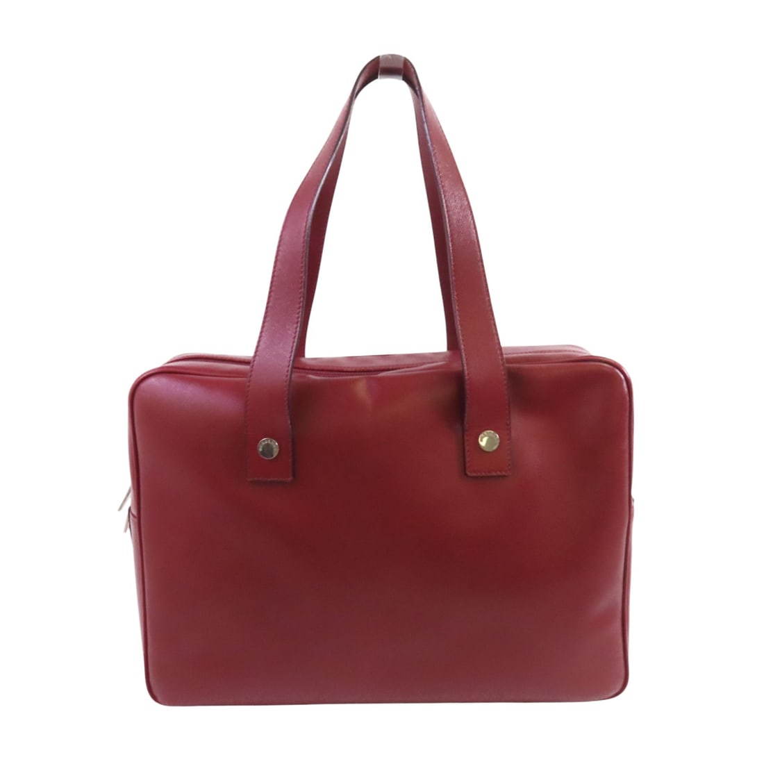 BURBERRY Red Calfskin Leather Boston Handbag (1 of 18)