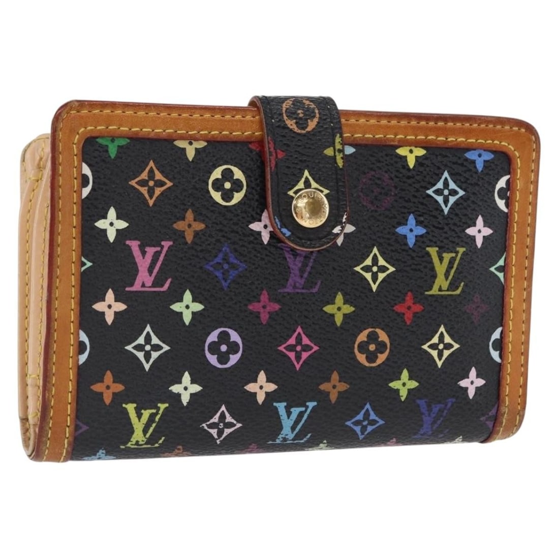 LOUIS VUITTON Multicolor Bifold Wallet M92988 Black Canvas Auth TH0035 (1 of 18)