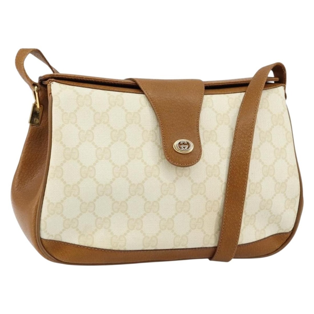 GUCCI GG Supreme Shoulder Bag Beige Gold PVC 116 02 076 Italy Auth: GUCCI GG Supreme Shoulder Bag Beige Gold PVC 116 02 076 Italy Auth This authentic GUCCI GG Supreme Shoulder Bag is a stylish accessory that exemplifies luxury Italian craftsmanship. Made from durable