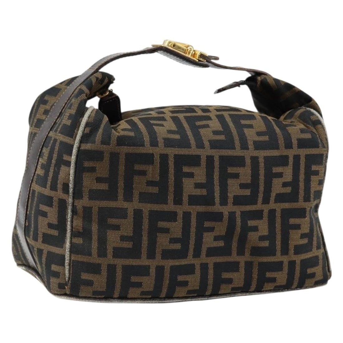 FENDI Zucca Canvas Vanity Hand Bag Black Brown Auth 147546 (1 of 18)