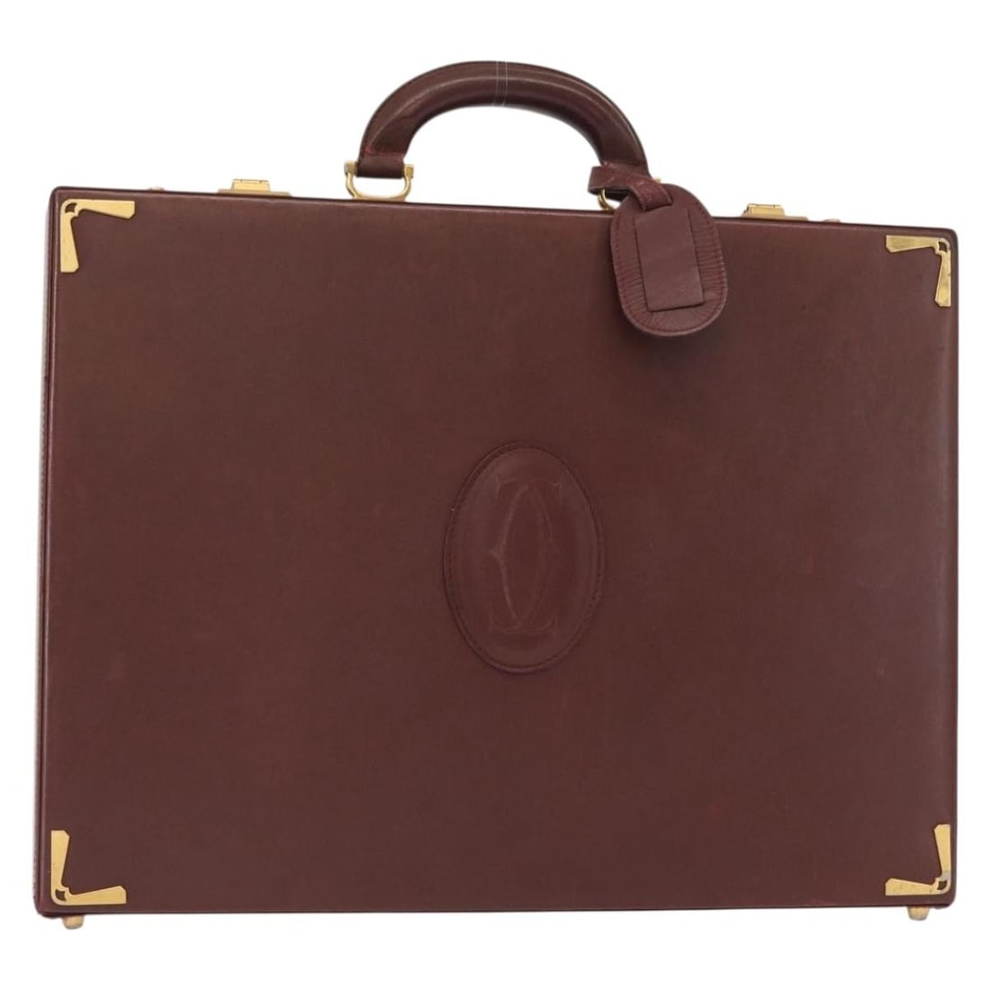 CARTIER Must Line Bordeaux Leather Hand Bag Gold Accents (1 of 18)