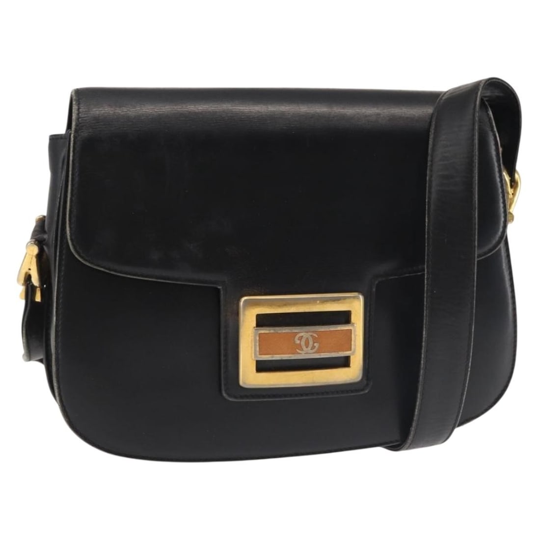 GUCCI Leather Shoulder Bag Navy Gold Made in Italy BA6320 (1 of 18)