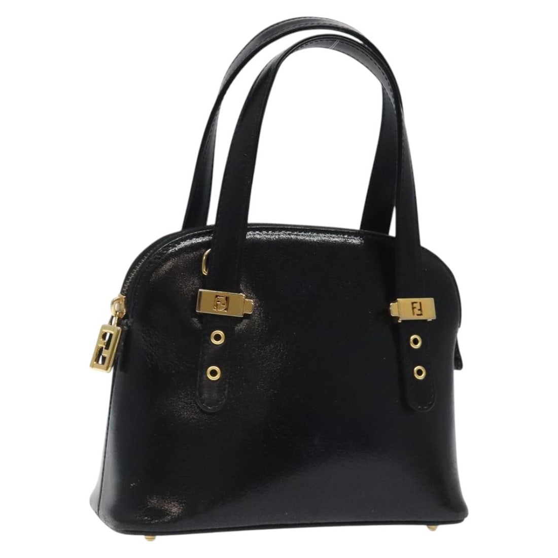 FENDI Black Gold Leather Hand Bag Made in Italy (1 of 18)