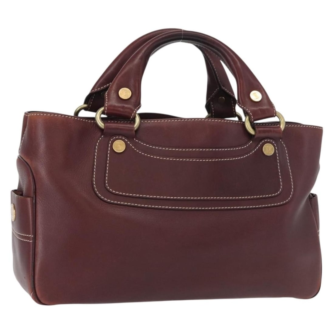 Celine Boogie Brown Leather Handbag with Silver Tone Details (1 of 18)