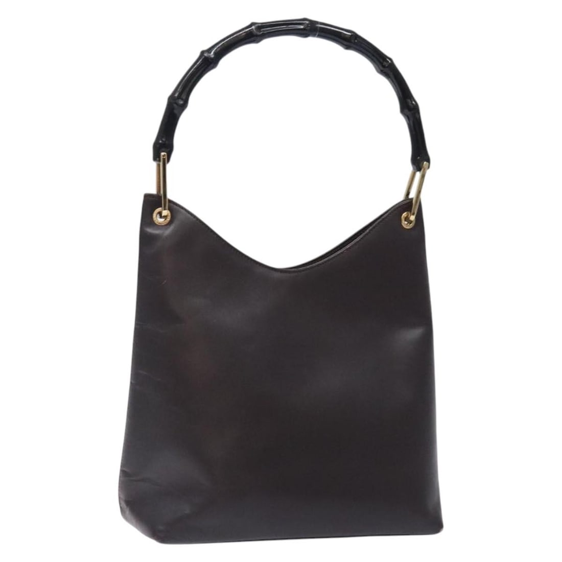 GUCCI Bamboo Shoulder Bag Dark Brown Leather Gold 001 3007 Auth: GUCCI Bamboo Shoulder Bag Dark Brown Leather Gold 001 3007 Auth This authentic GUCCI Bamboo Shoulder Bag is crafted from high-quality leather in a sophisticated dark brown and gold color scheme. With