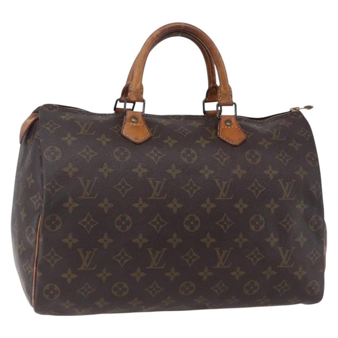 LOUIS VUITTON Monogram Speedy 35 Hand Bag M41524 Auth France: LOUIS VUITTON Monogram Speedy 35 Hand Bag M41524 Auth France This iconic LOUIS VUITTON Monogram Speedy 35 Hand Bag is a classic addition to any collection. Crafted from durable Monogram Canvas, it fea