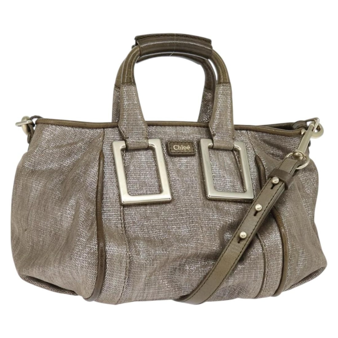 Chloe Etel Leather Hand Bag Beige Gold Auth 2 Way (1 of 18)