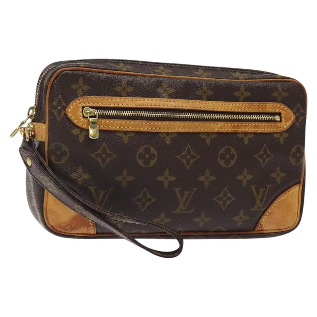 LOUIS VUITTON Monogram Marly Dragonne GM Clutch Bag M51825 France: LOUIS VUITTON Monogram Marly Dragonne GM Clutch Bag M51825 France This Louis Vuitton Monogram Marly Dragonne GM Clutch Bag is a stylish accessory crafted from durable Monogram Canvas. The exterior fea