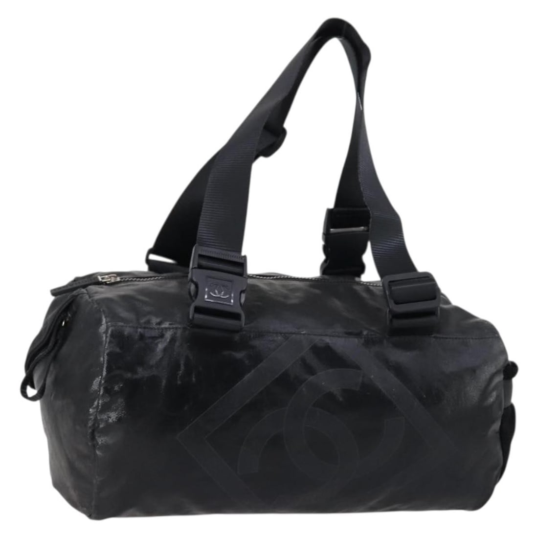 CHANEL Boston Bag PVC Leather Black Silver Auth Made in Italy (1 of 18)