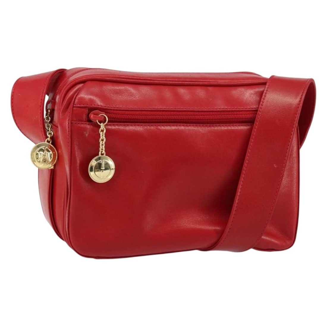 Red Leather GUCCI Shoulder Bag with Gold Accents Italy (1 of 18)