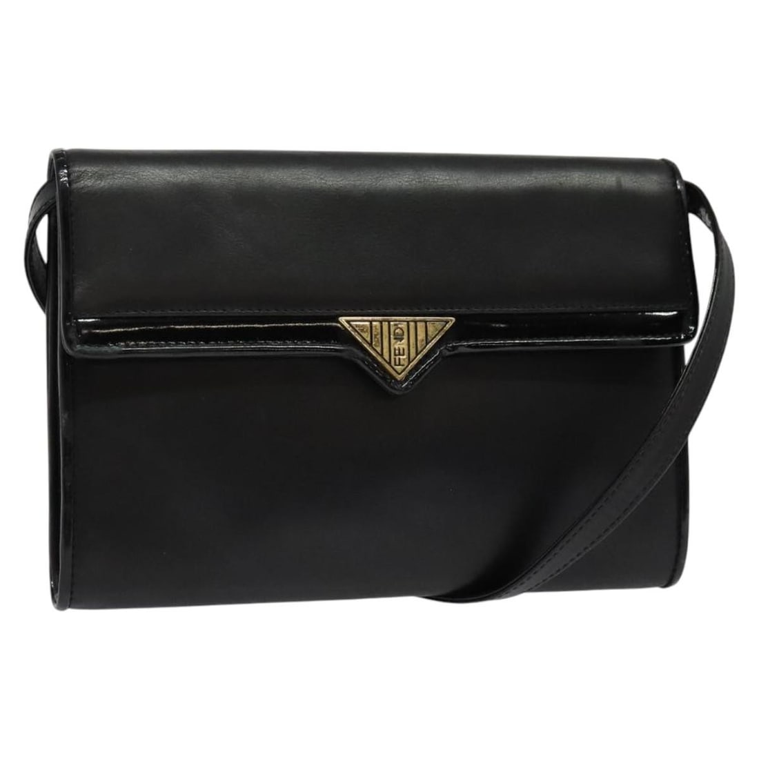FENDI Black Gold Leather Shoulder Bag Italy BA4874 (1 of 18)
