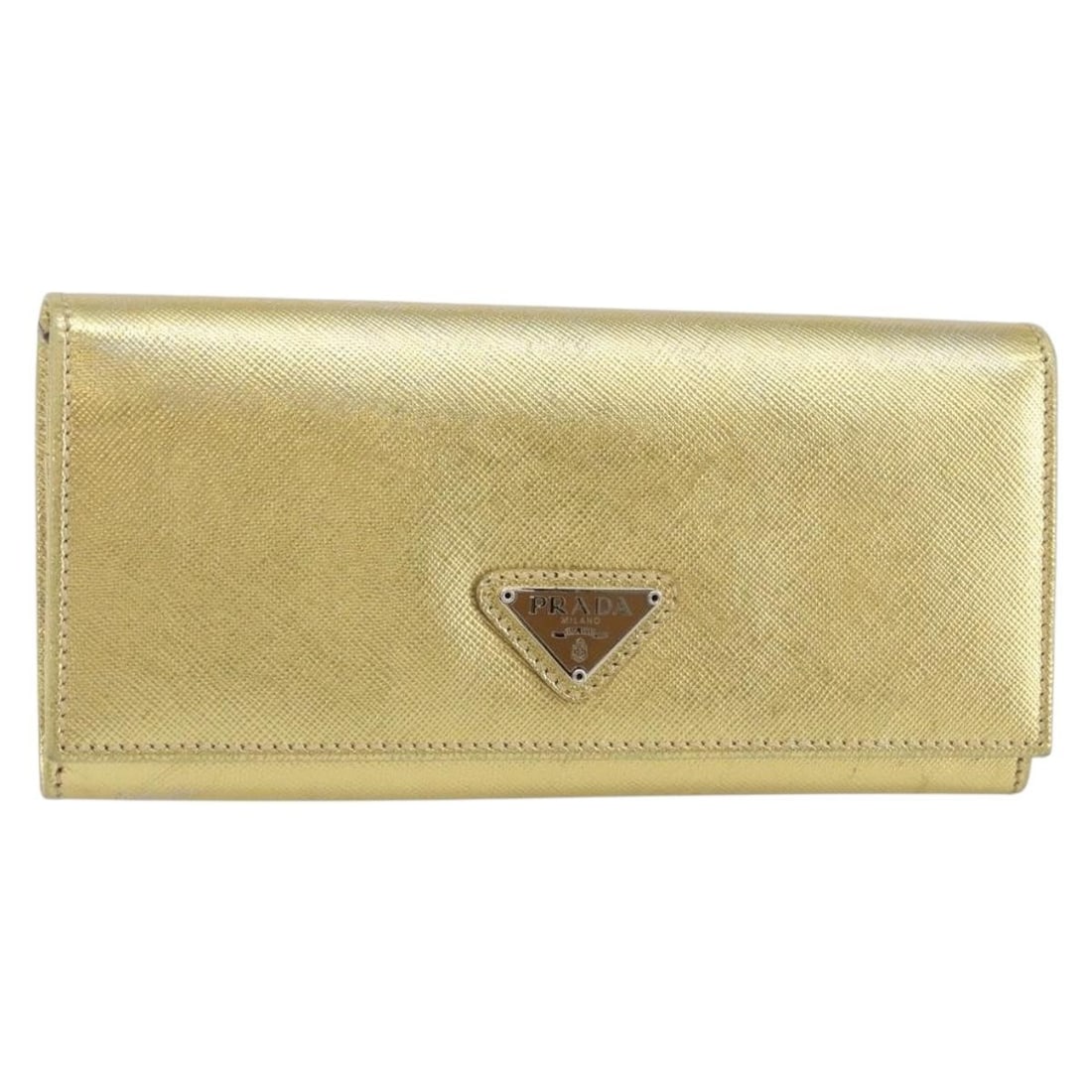 PRADA Gold Saffiano Leather Long Wallet Made in Italy (1 of 18)