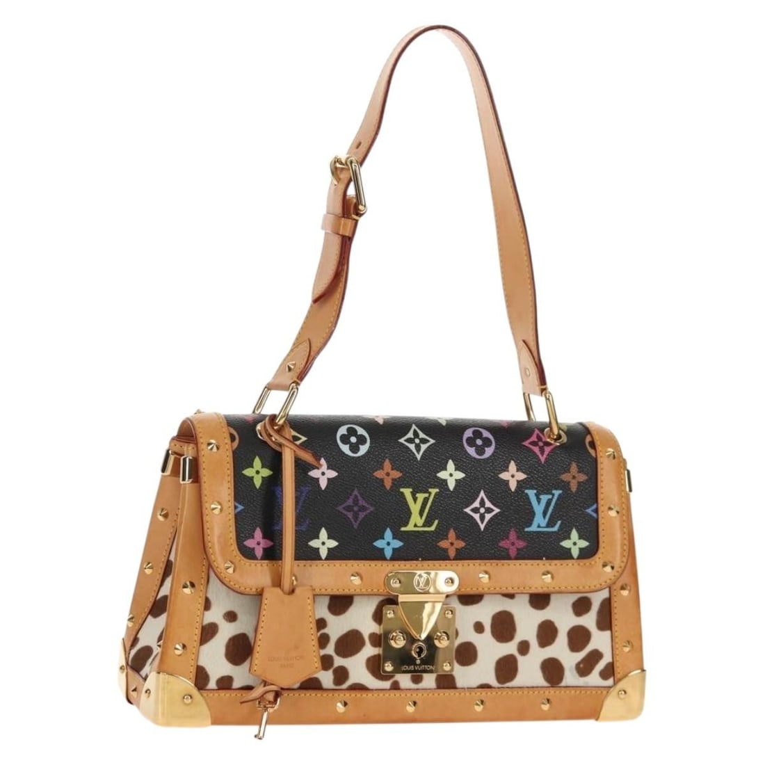 LOUIS VUITTON Multicolor Sac Dalmatian Hand Bag Black M92825 Authentic (1 of 18)