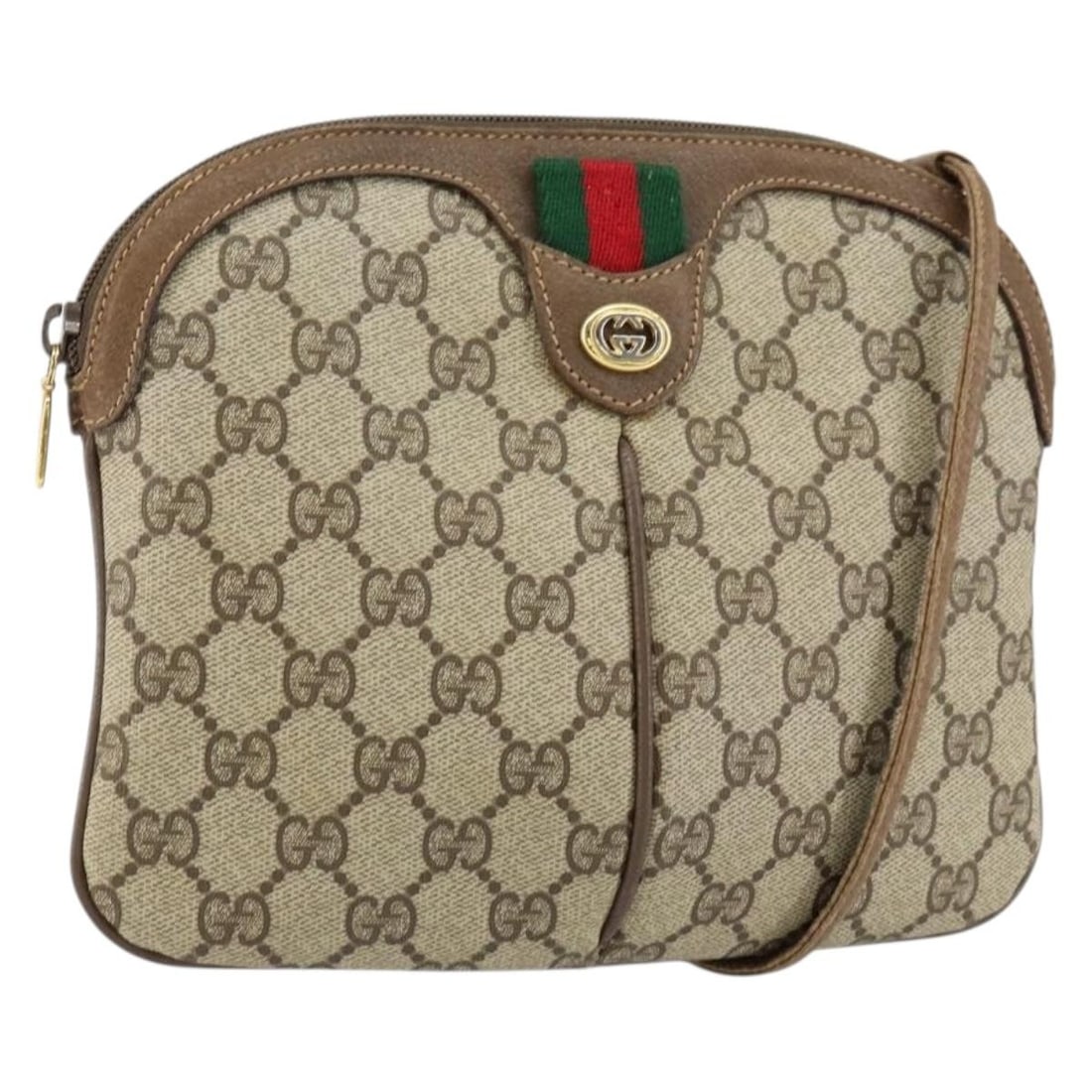 GUCCI GG Supreme Sherry Line Beige Gold PVC Shoulder Bag 904 02 047 Auth (1 of 18)