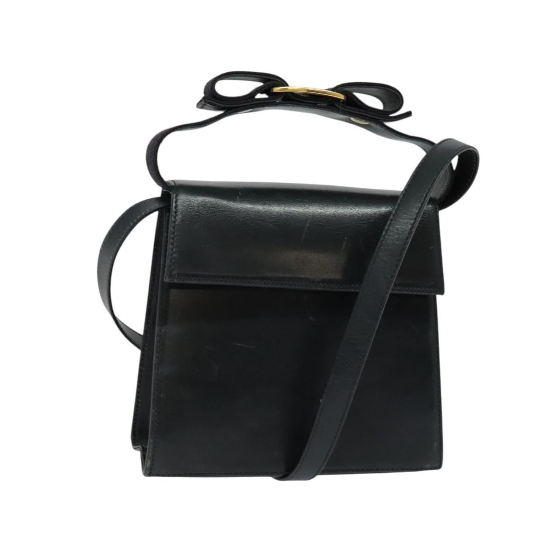 Salvatore Ferragamo Leather Hand Bag Navy Gold Authentic 125933 (1 of 18)