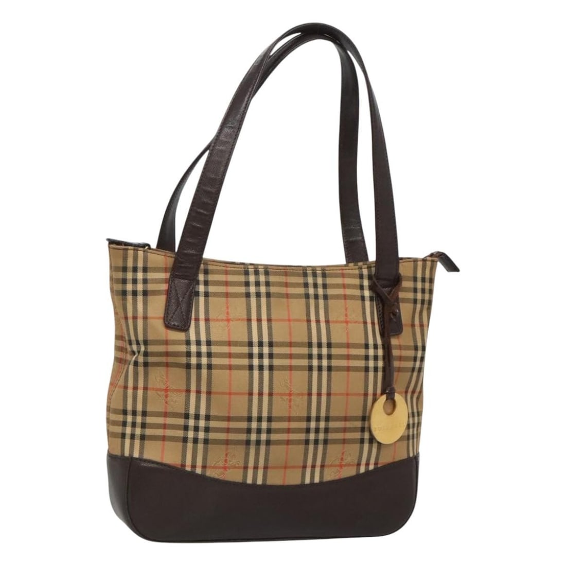 BURBERRY Nova Check Beige Gold Canvas Tote Bag Auth (1 of 18)