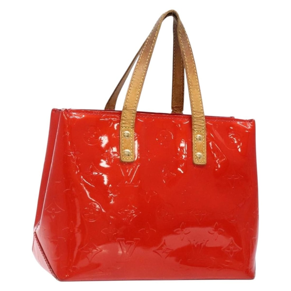 LOUIS VUITTON Monogram Vernis Reade PM Hand Bag Red Patent Leather M91088: LOUIS VUITTON Monogram Vernis Reade PM Hand Bag Red Patent Leather M91088 This stunning LOUIS VUITTON Monogram Vernis Reade PM Hand Bag in a vibrant red hue is an exquisite accessory for any fashion e