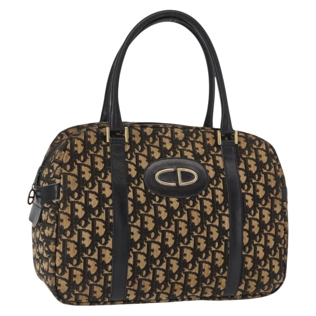 Navy Trotter Canvas Christian Dior Boston Bag Made in France: Navy Trotter Canvas Christian Dior Boston Bag Made in France This Christian Dior Boston bag features the iconic Trotter canvas in navy. Made in France, the bag is designed with a spacious interior and