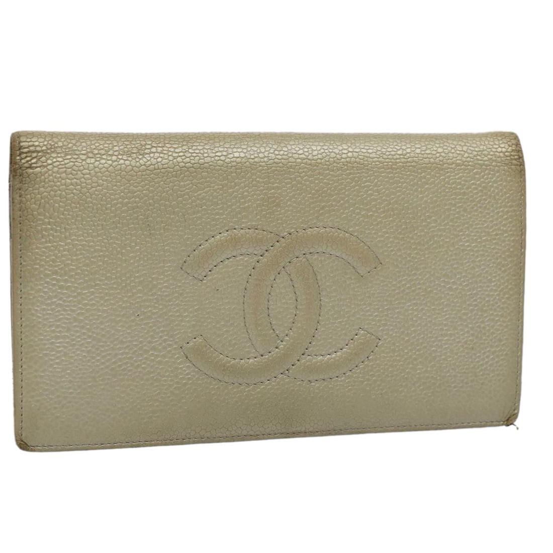 CHANEL Silver Caviar Skin Wallet Authenticated Made in France (1 of 18)