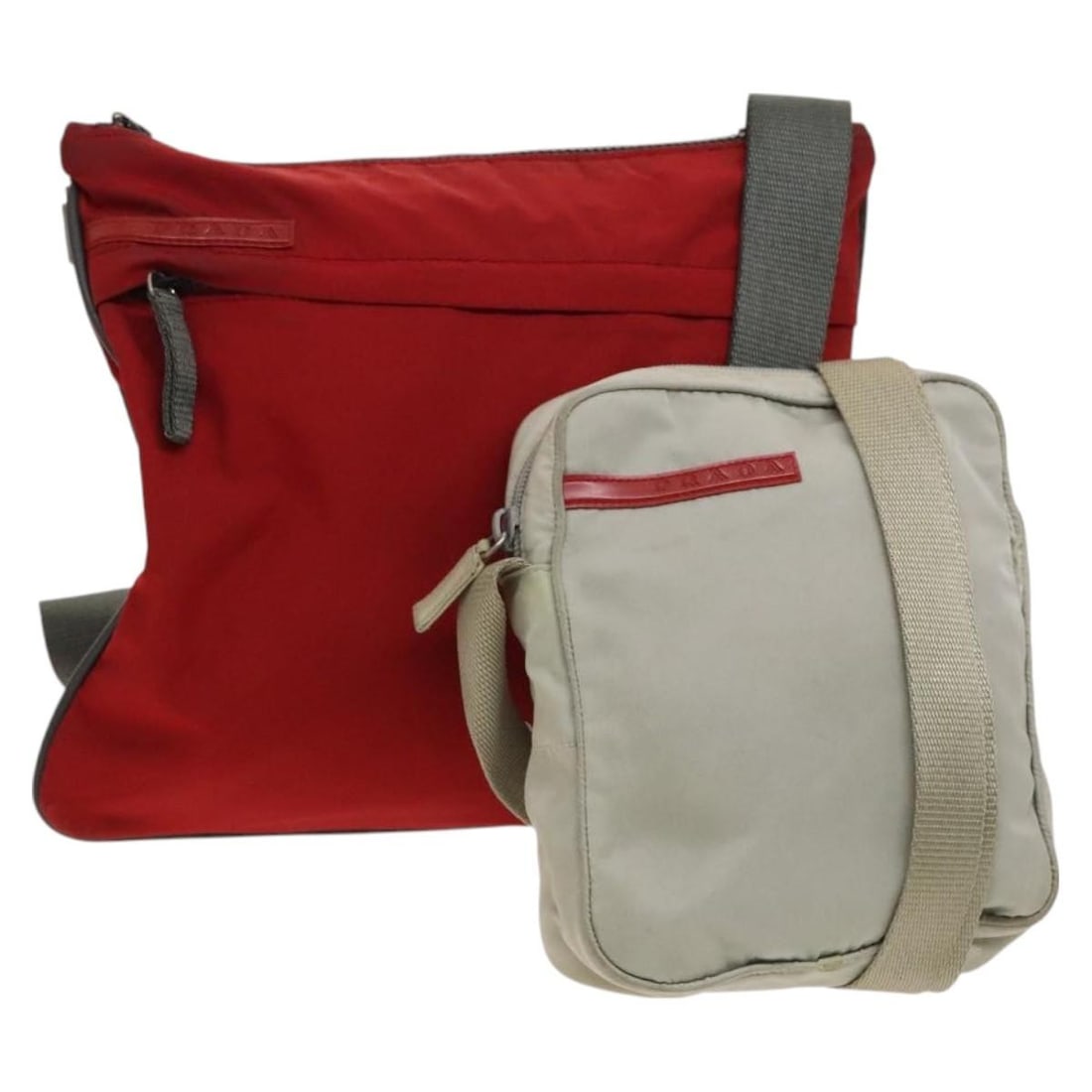 PRADA Nylon Sports Shoulder Bag Set Red Beige Silver Authentic Italy (1 of 17)