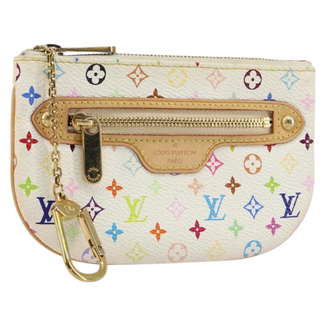 LOUIS VUITTON Multicolor Monogram Pochette MM Pouch White M60028 Auth: LOUIS VUITTON Multicolor Monogram Pochette MM Pouch White M60028 Auth This Louis Vuitton Monogram Multicolor Pochette MM Pouch is a stylish and functional accessory crafted from durable monogram multi