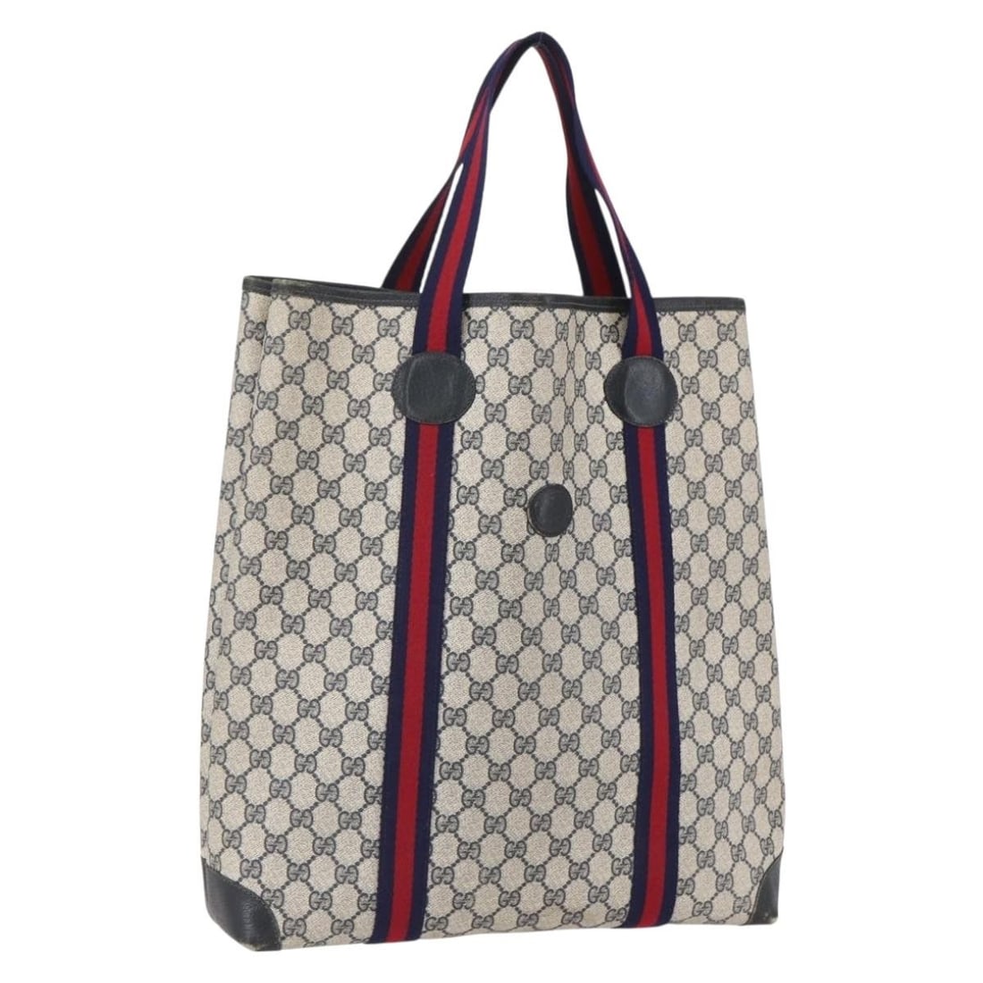 GUCCI GG Supreme Sherry Tote Bag PVC Navy Red Italy (1 of 18)