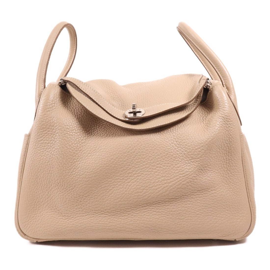 HERMES Lindy 30 2 Way Shoulder Bag Clemence Leather Beige PHW (1 of 18)