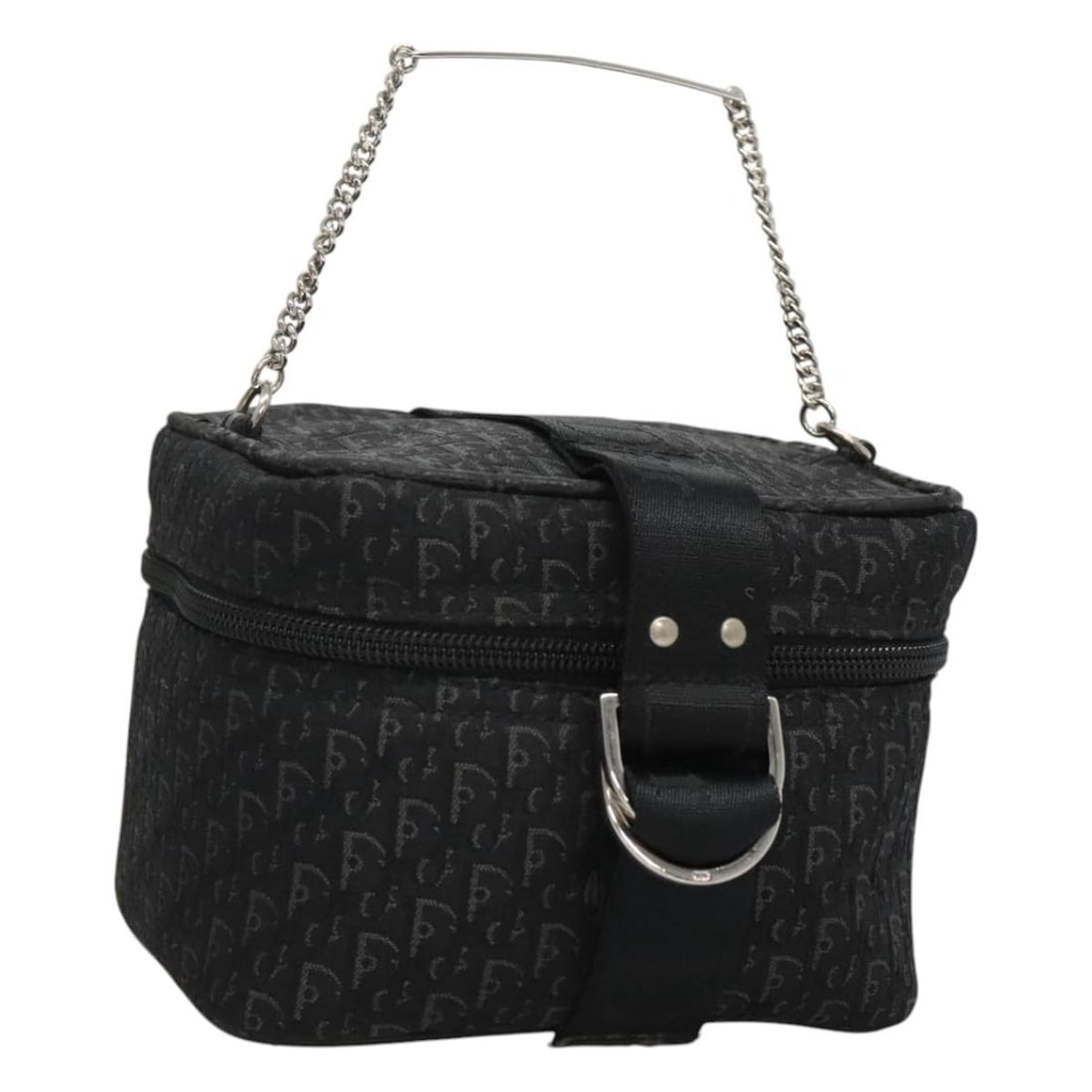 Christian Dior Black Silver Trotter Canvas Vanity Pouch Auth: Christian Dior Black Silver Trotter Canvas Vanity Pouch Auth This Christian Dior Trotter Canvas Vanity Chain Pouch combines elegance with functionality. Crafted from durable Trotter Canvas in a striki
