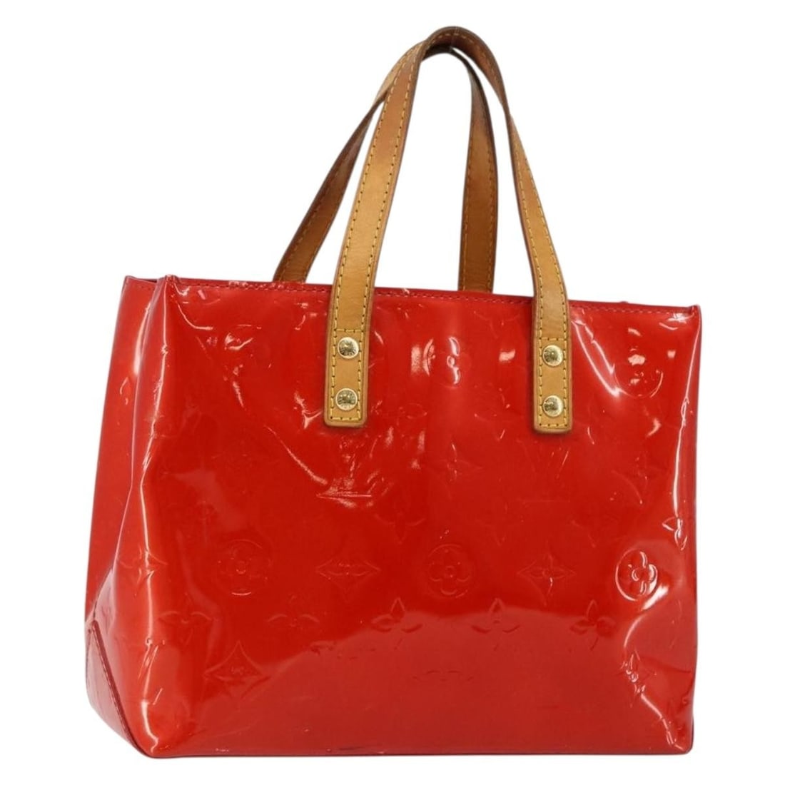 LOUIS VUITTON Monogram Vernis Reade PM Hand Bag Red Patent Leather M91088 (1 of 18)