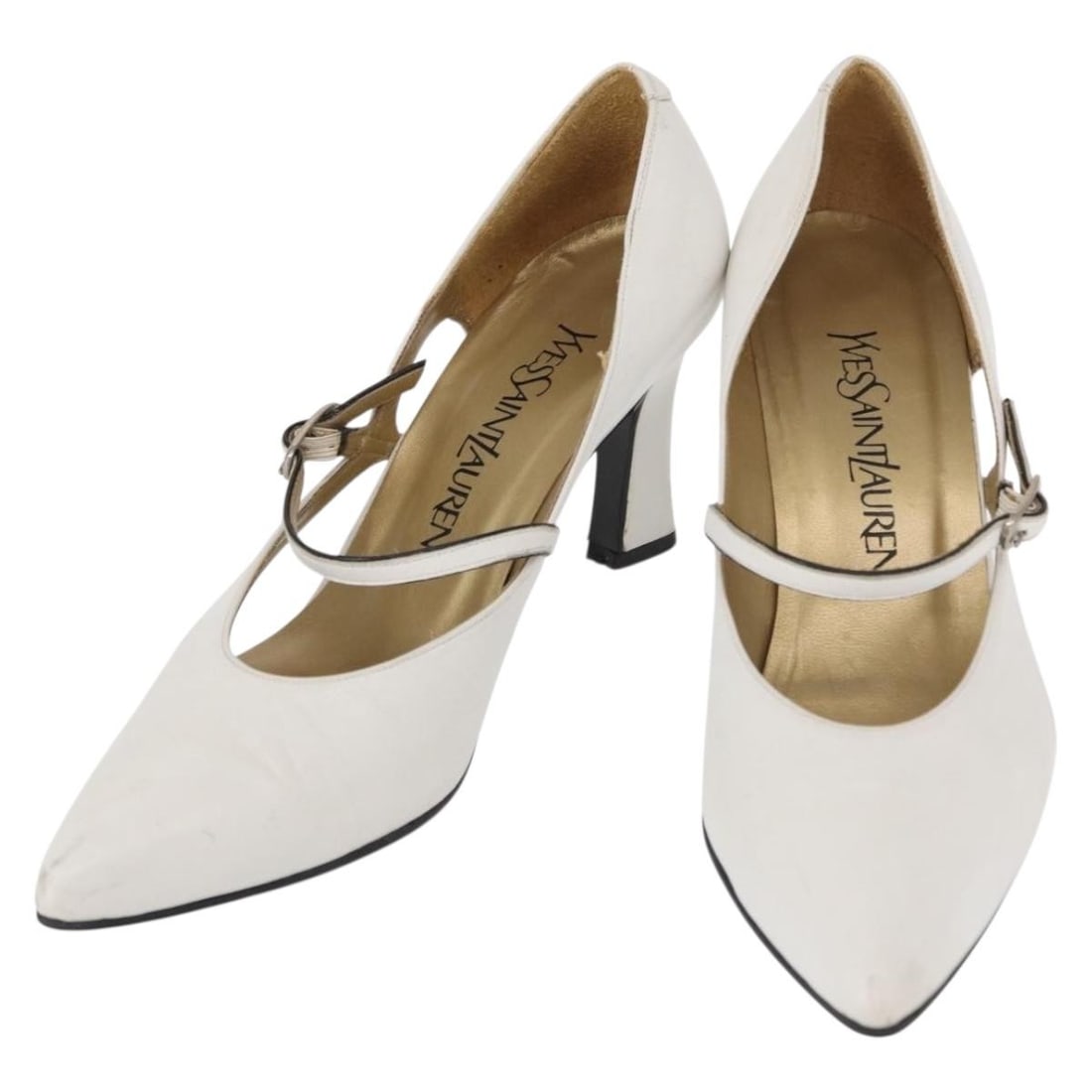 Salvatore Ferragamo White Leather Pumps Size 35 Auth SH6419 (1 of 18)