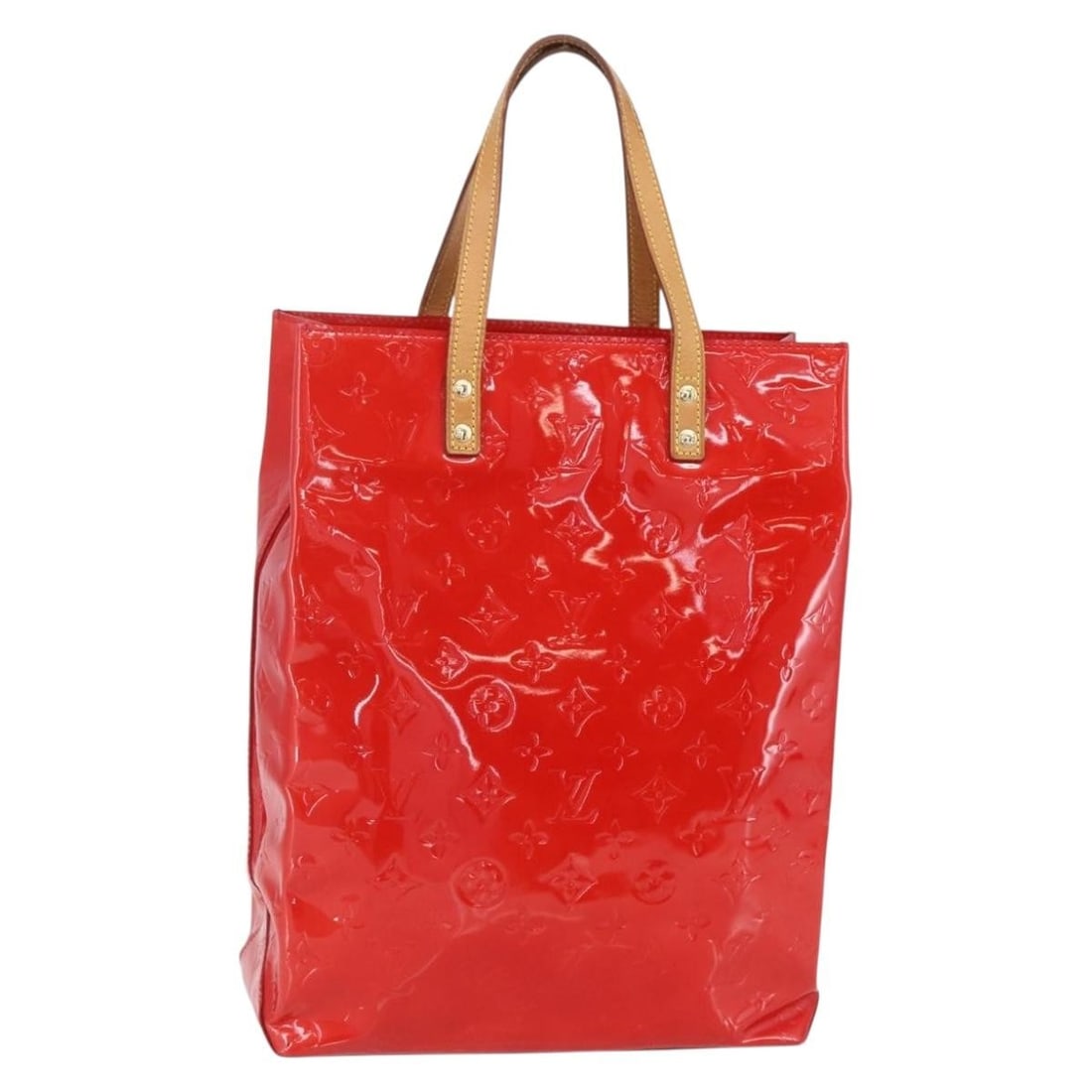 LOUIS VUITTON Monogram Vernis Reade MM Hand Bag Red Patent Leather M91086 (1 of 18)