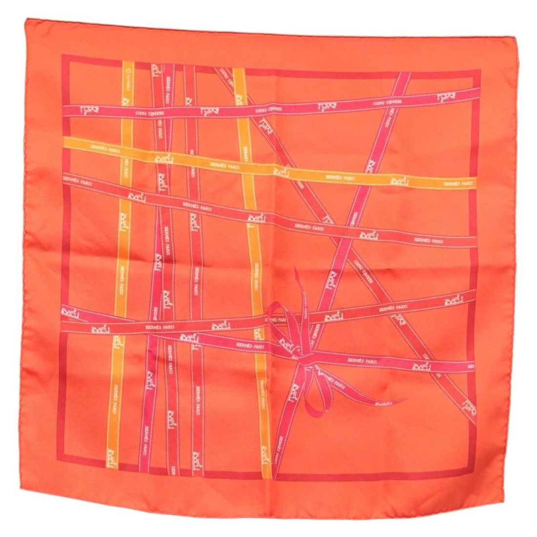 HERMES Carre 45 Red Silk Scarf Made in France (1 of 7)