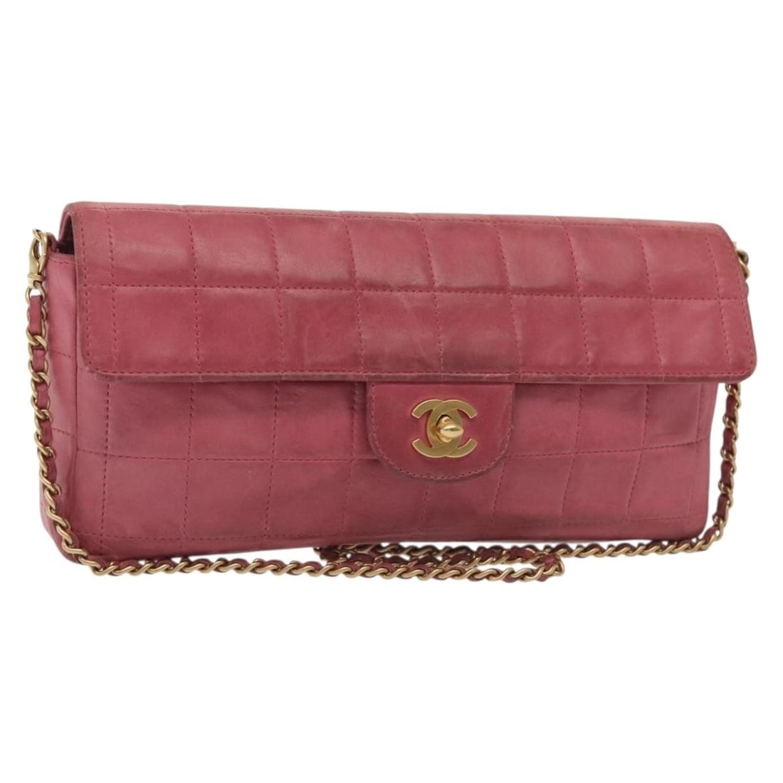 CHANEL Choco Bar Shoulder Bag Leather Pink Gold CC Made in France (1 of 18)