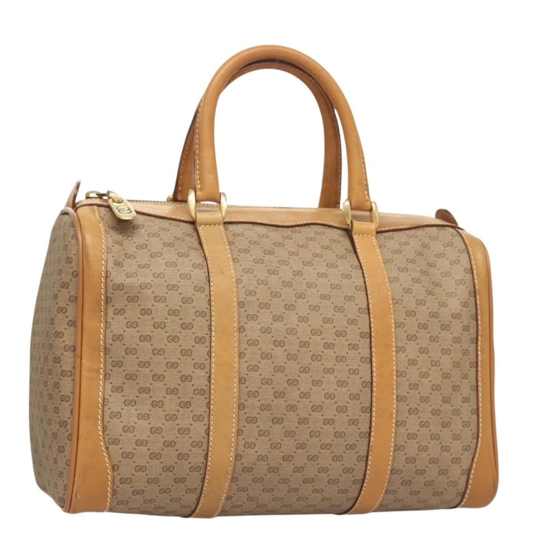 GUCCI Micro GG Supreme Hand Bag Beige Gold PVC Leather Italy (1 of 18)