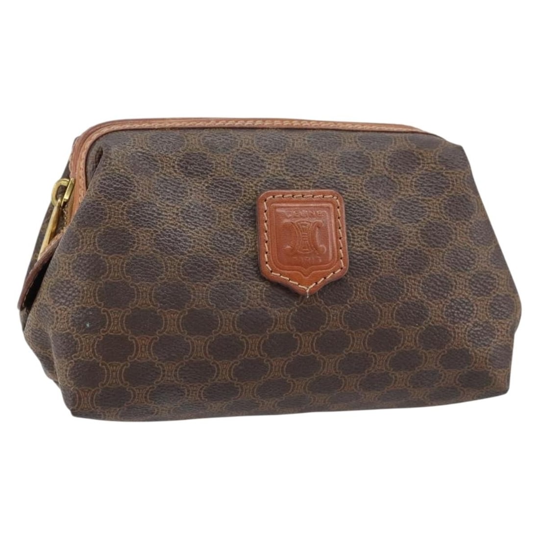 CELINE Macadam Canvas Brown Gold Pouch PVC Leather Italy (1 of 18)