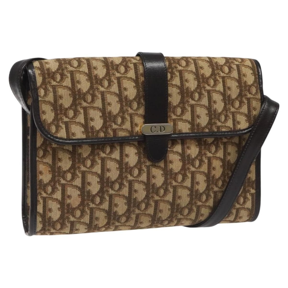 Christian Dior Brown Trotter Canvas Shoulder Bag Authentic Made in France: Christian Dior Brown Trotter Canvas Shoulder Bag Authentic Made in France This authentic Christian Dior Trotter Canvas Shoulder Bag features a stylish brown exterior crafted from durable Trotter canva