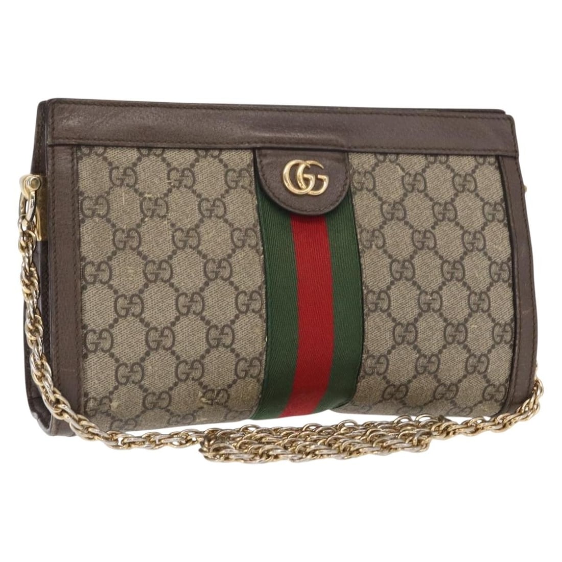 Gucci GG Supreme Web Chain Shoulder Bag 503877 Beige PVC Leather (1 of 18)
