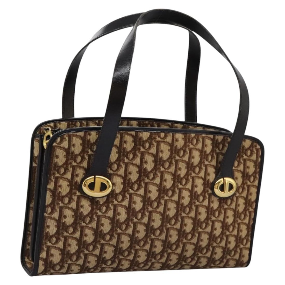 Christian Dior Brown Trotter Canvas Hand Bag Made in France: Christian Dior Brown Trotter Canvas Hand Bag Made in France This authentic Christian Dior Trotter Canvas Hand Bag is a stylish accessory that showcases the iconic brand's craftsmanship. Made in France