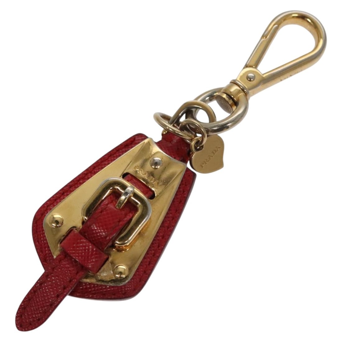 PRADA Red Leather Key Ring Luxury Accessory (1 of 6)