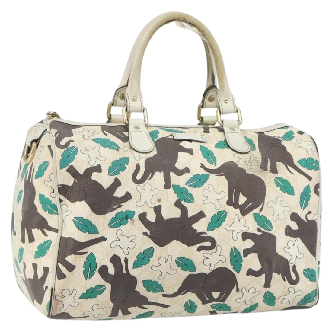 GUCCI GG Supreme PVC Hand Bag White Gold Auth 189895: GUCCI GG Supreme PVC Hand Bag White Gold Auth 189895 This GUCCI GG Supreme Hand Bag showcases a classic design crafted from durable PVC leather in a striking white and gold color combination. Originat