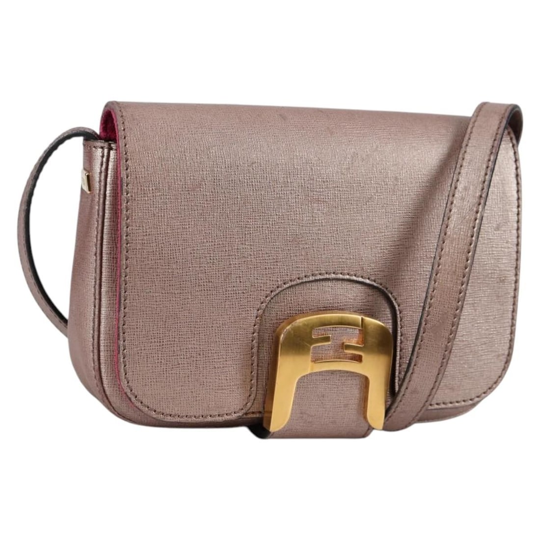 FENDI Chameleon Shoulder Bag Leather Pink Gold Adjustable Strap BA5136 (1 of 18)