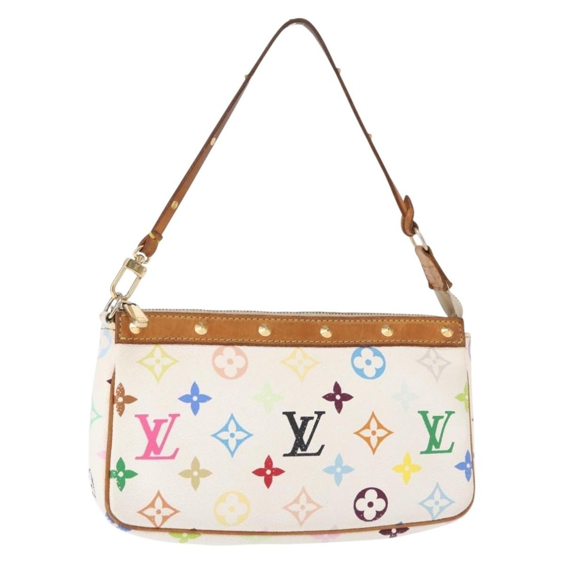 LOUIS VUITTON Multicolor Pochette Accessoires Pouch White M92649 Authentic (1 of 18)