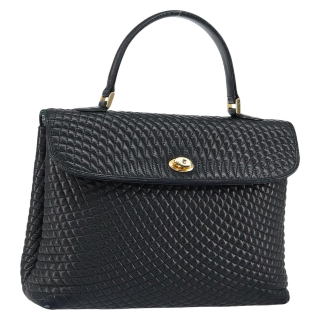 BALLY Leather Hand Bag Black Gold Made in Italy BA7301 (1 of 18)