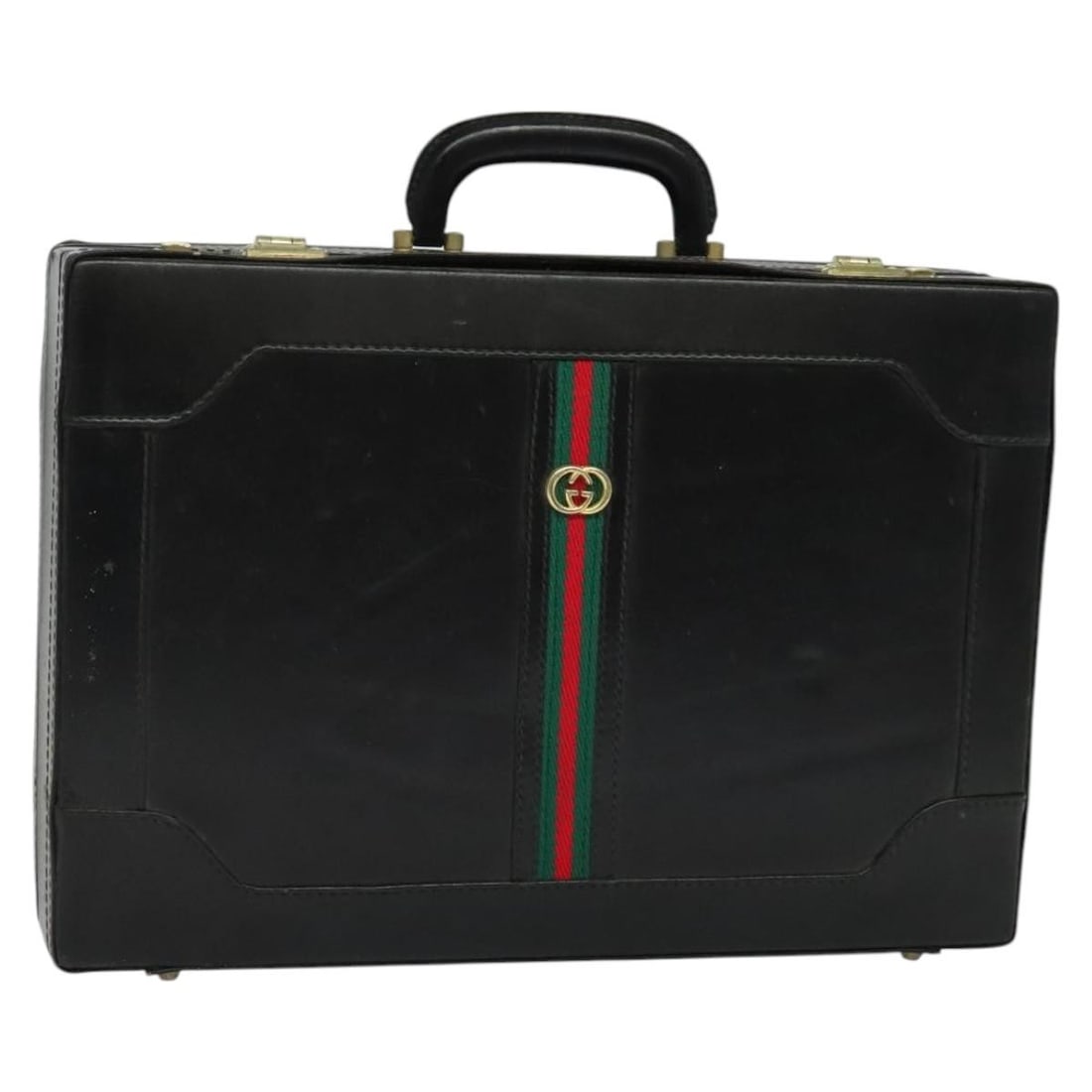 GUCCI Web Sherry Attache Hand Bag Red Black Green Leather Made in Italy (1 of 18)