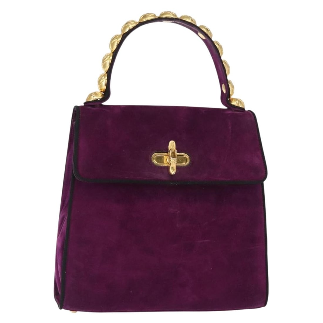 Salvatore Ferragamo Purple Gold Suede Hand Bag Auth BA8822 (1 of 18)