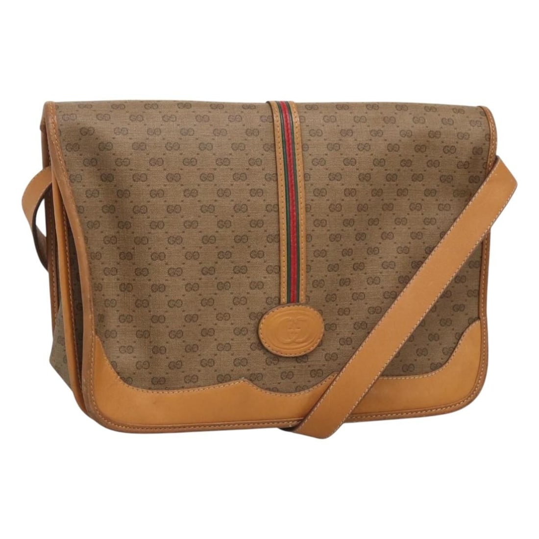 GUCCI Micro GG Supreme Sherry Line Shoulder Bag Beige Gold PVC Auth (1 of 18)