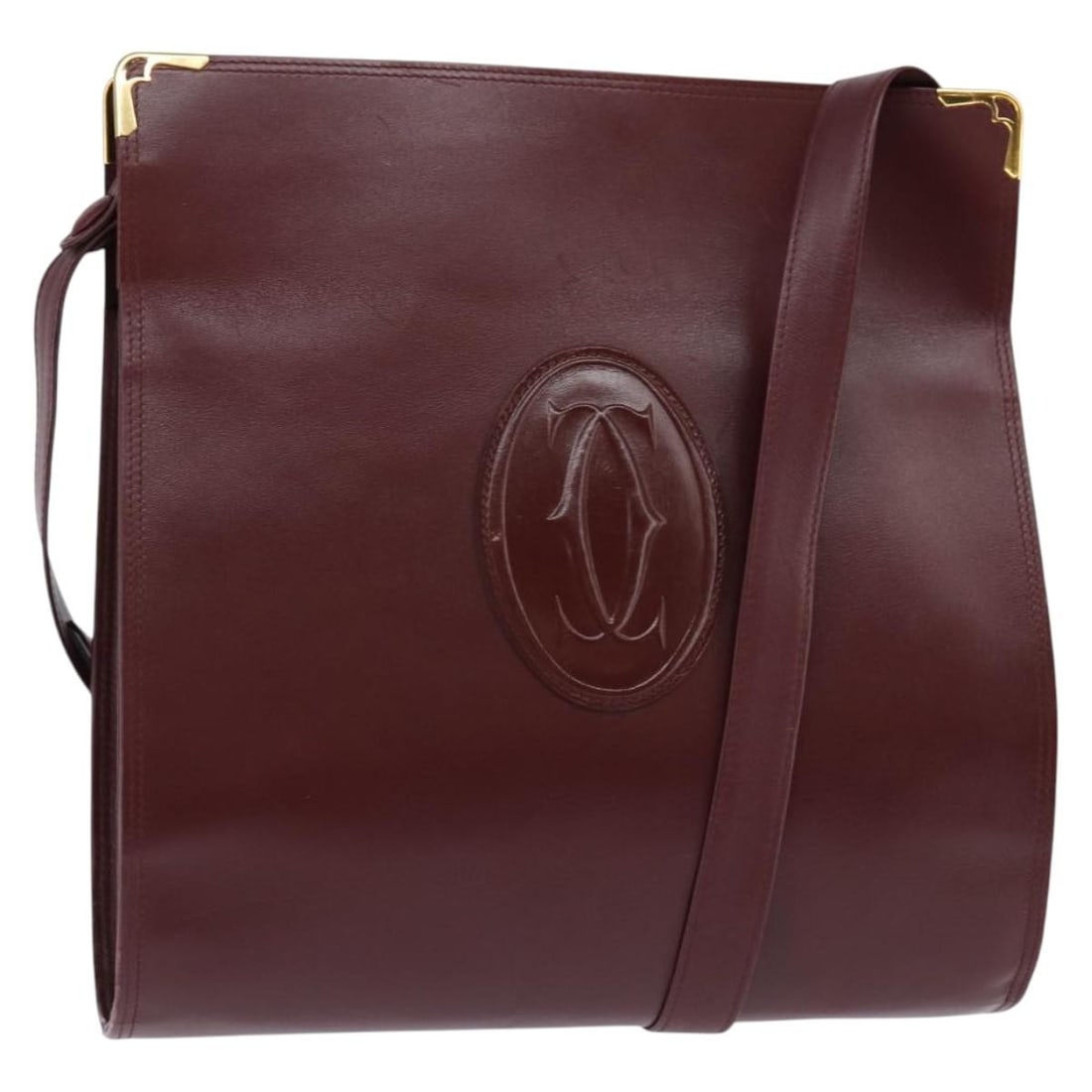 CARTIER Must Line Bordeaux Gold Leather Shoulder Bag with Guarantee Card (1 of 18)